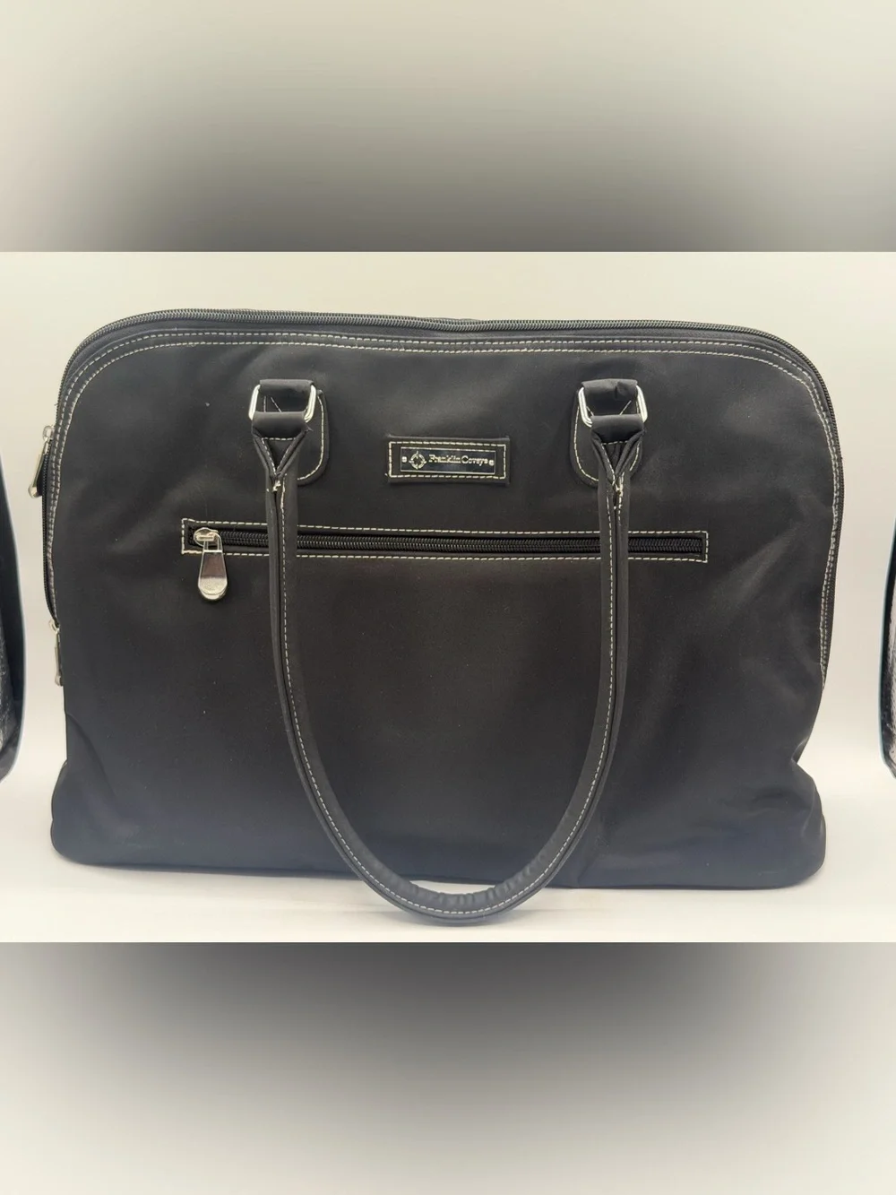 Franklin Covey Black Nylon Laptop Briefcase Business Tote Computer Bag